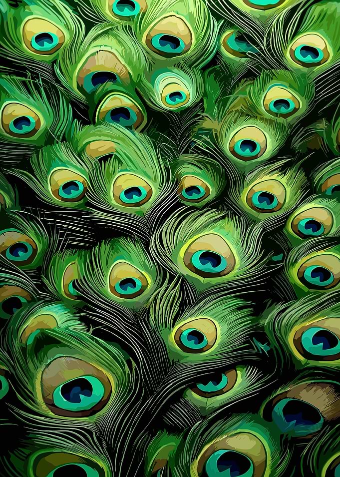 Peacock Feathers Close-Up