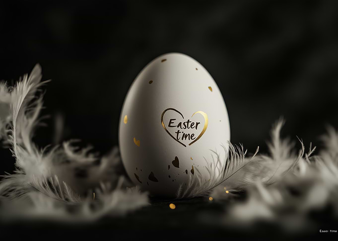 Easter Egg with Golden Heart