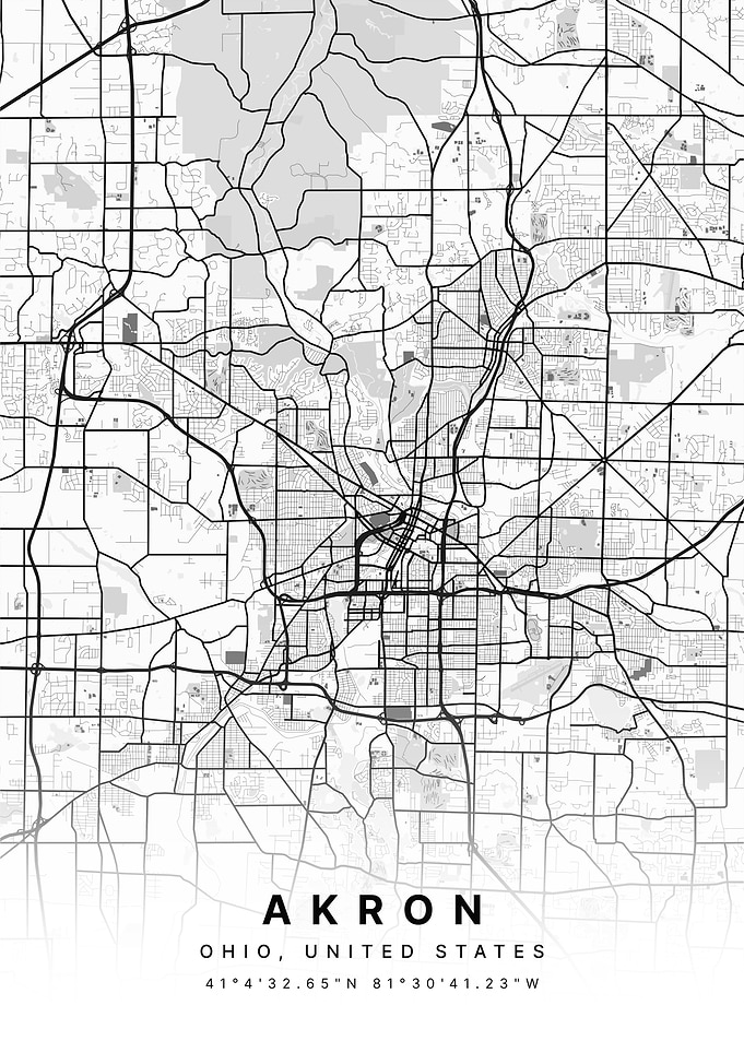 Akron Ohio USA Map