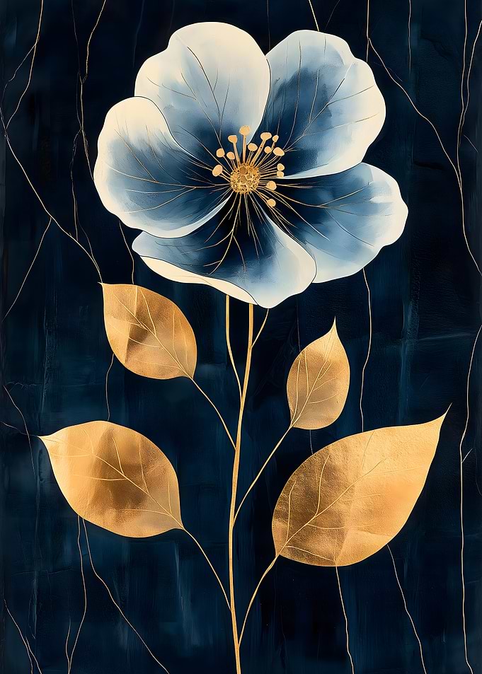 Gold Leaf Flower Art