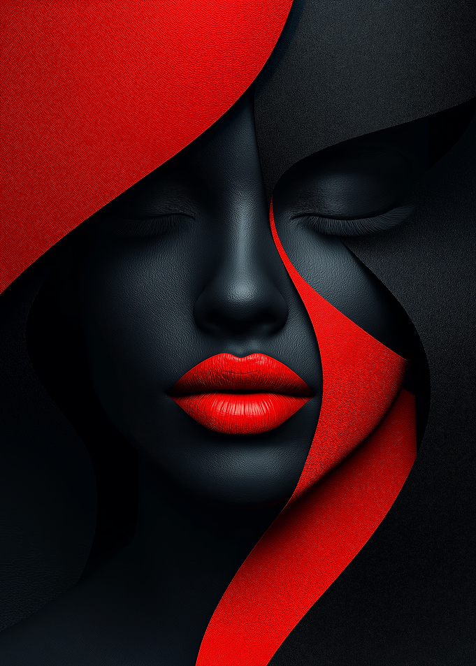 Red Lips Abstract Portrait