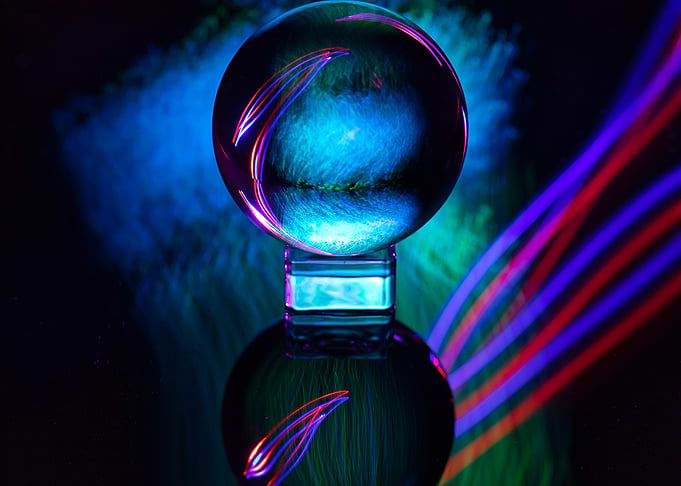 Crystal Ball with Neon Lights