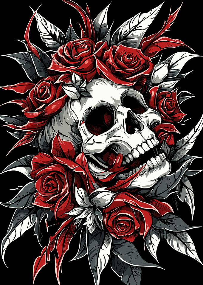 Skull with Roses