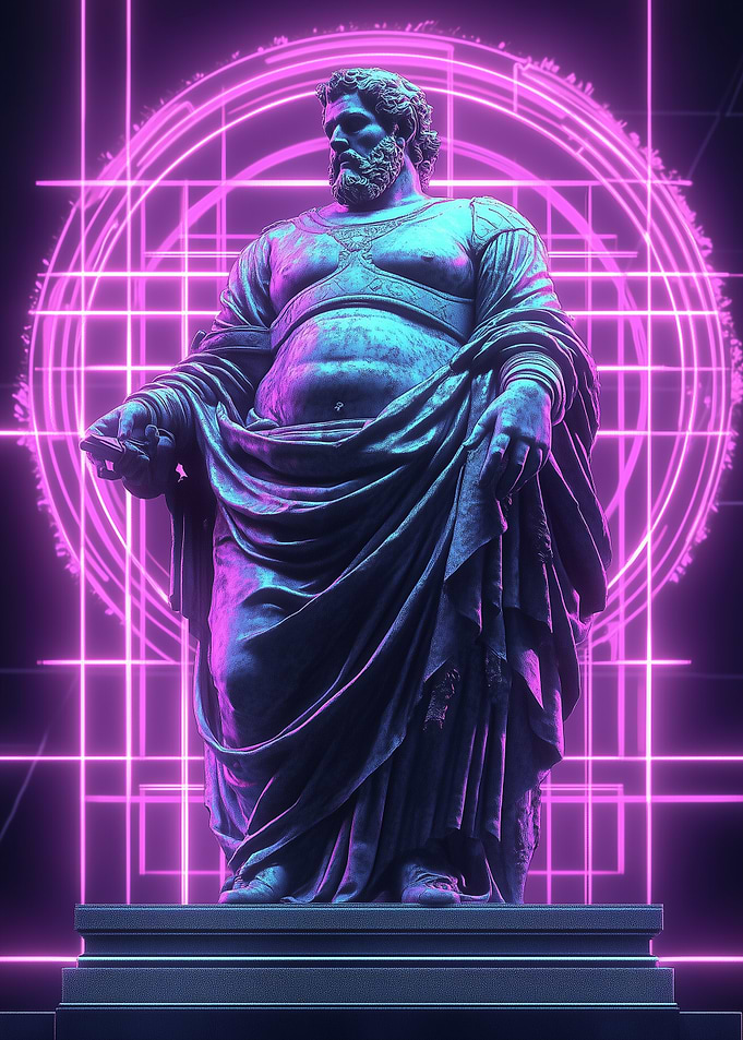 Glowing Emperor: Neon Marble Aura