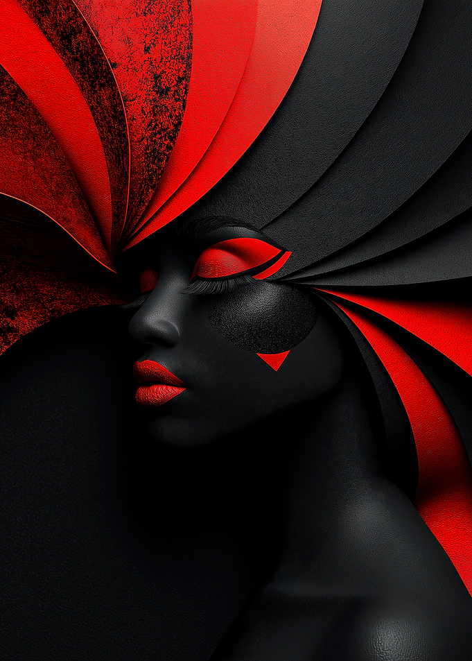Geometric Red Makeup Look