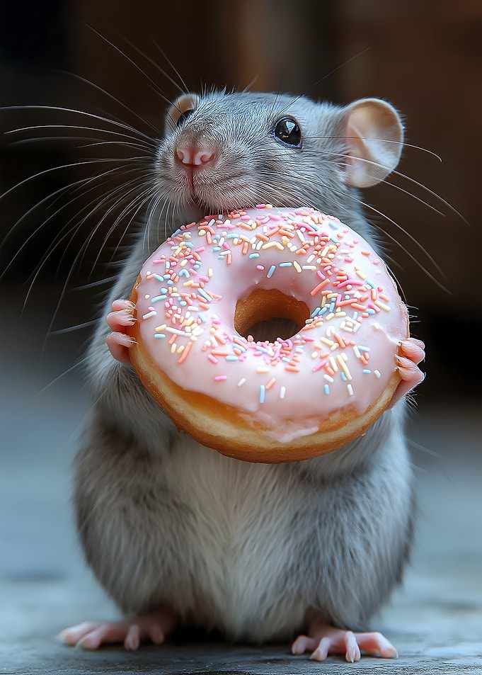 Cute Rat Mouse with Donut