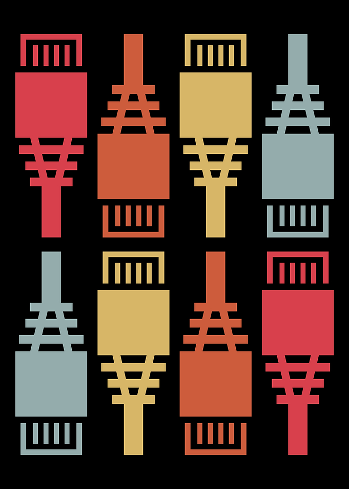 Retro RJ45 Connectors Ethernet Pop Art