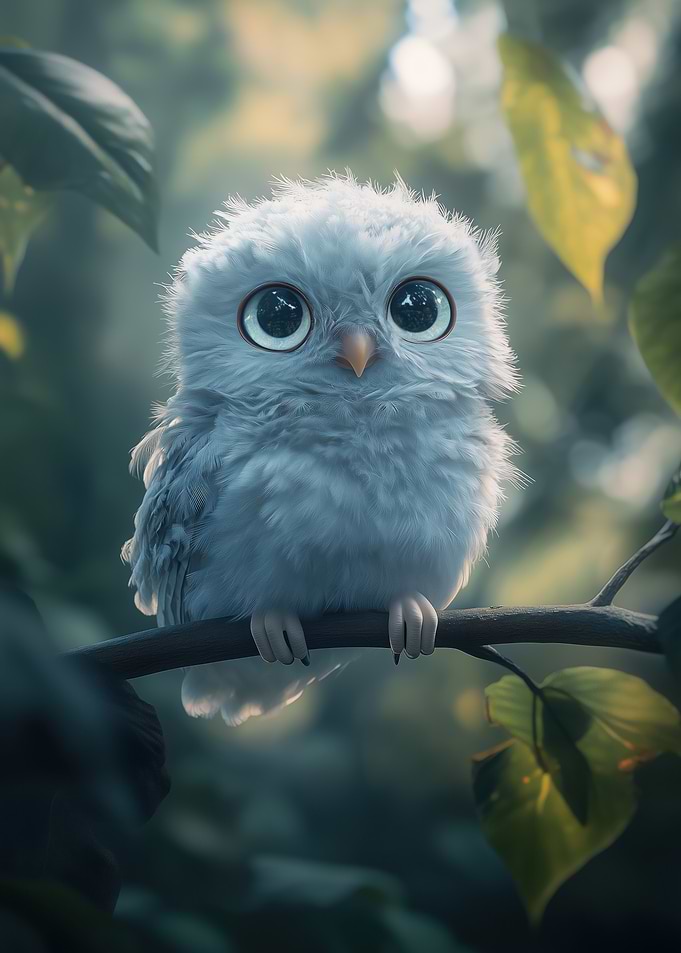 Cute Owl on Branch