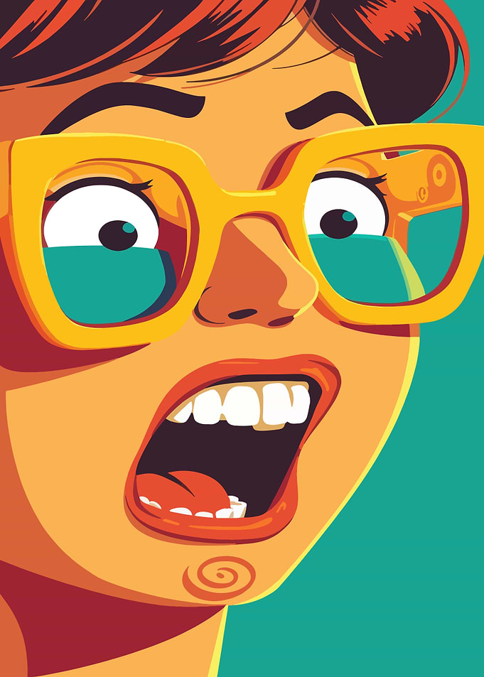 Surprised Woman in Glasses