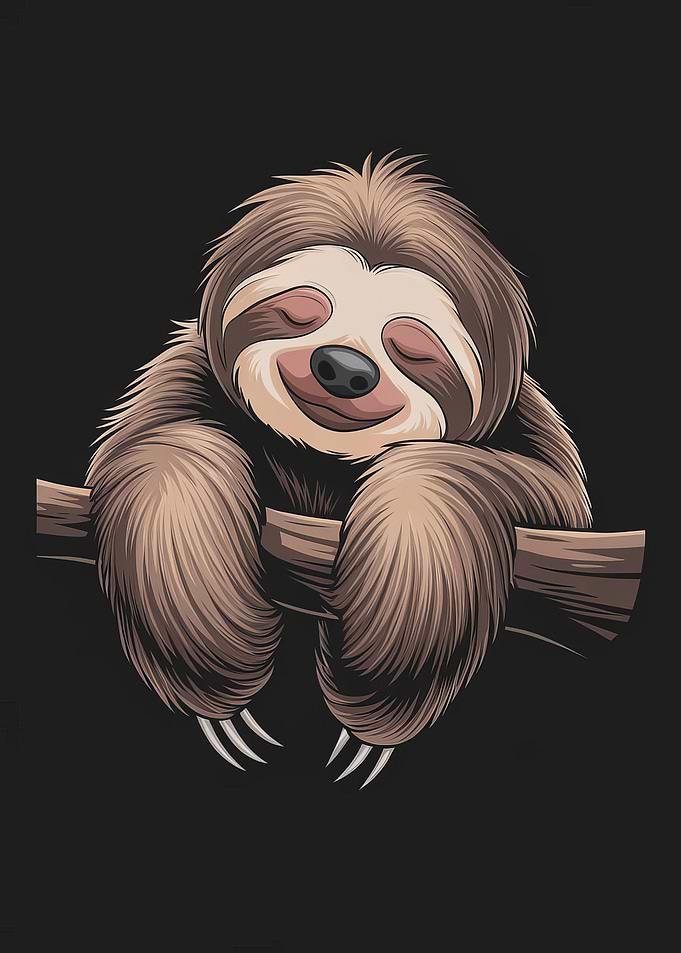Sleeping Cute Sloth Illustration