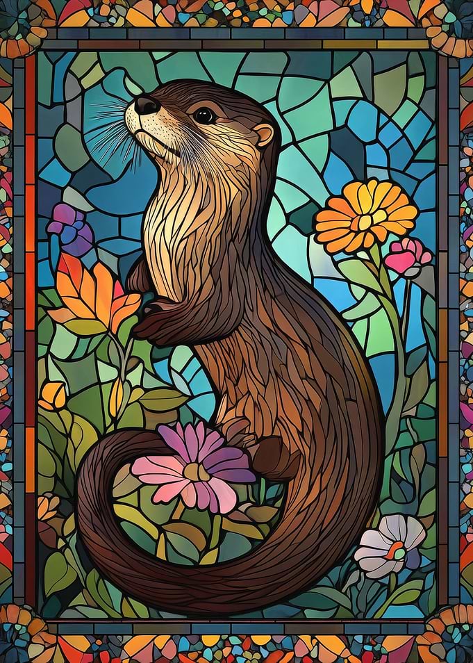 Stained Glass Otter