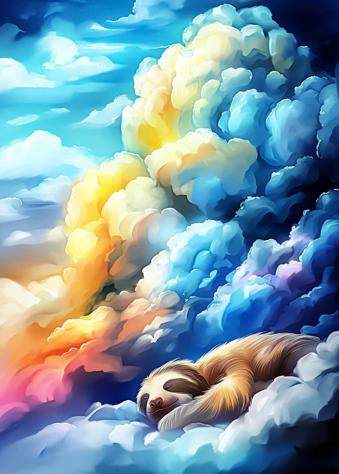 Sloth Sleeping on Clouds