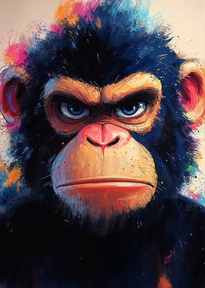 Angry Chimpanzee Portrait