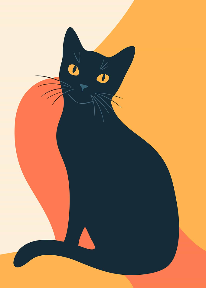 Minimalist Black Cat Illustration