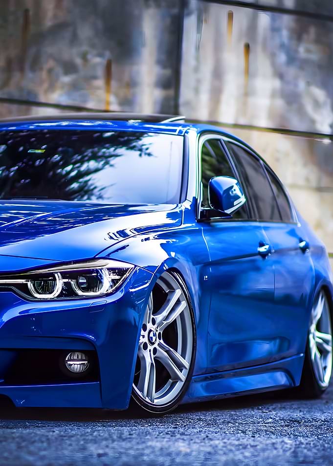 Blue BMW Sedan