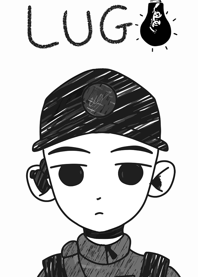 Black and White Character Illustration