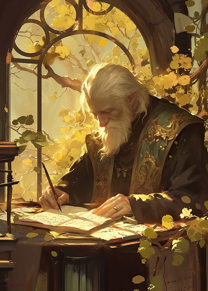 Poet writing poem