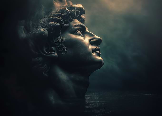 Ancient Statue in Fog