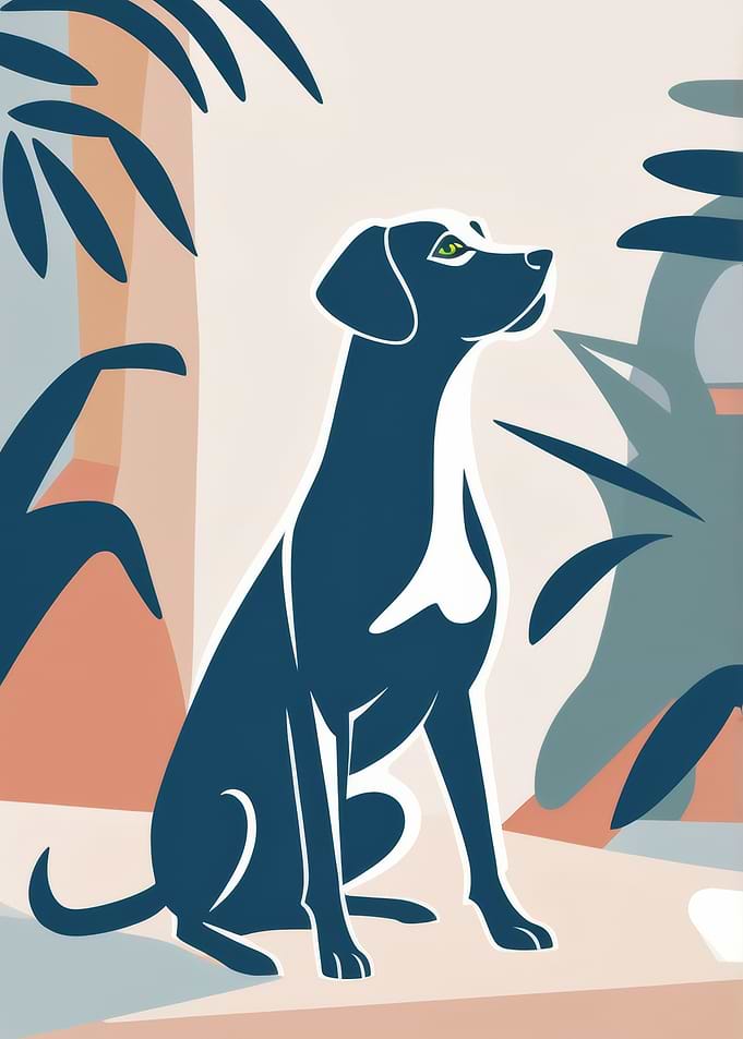 Dog Silhouette with Tropical Leaves Henri Matisse