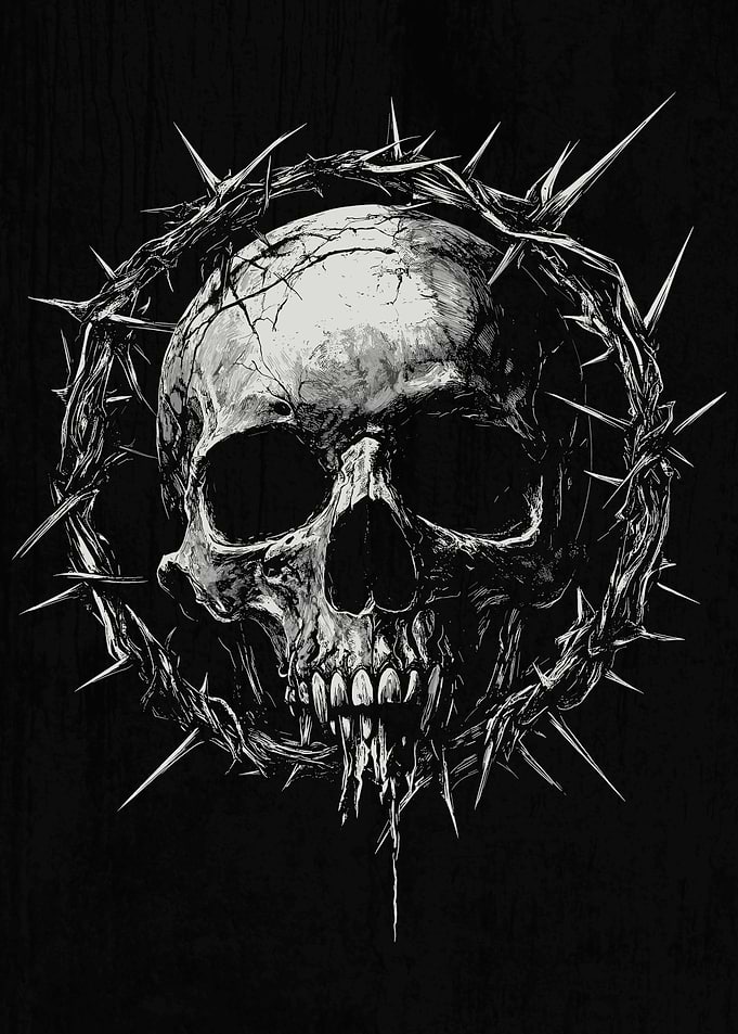 Skull with Crown of Thorns