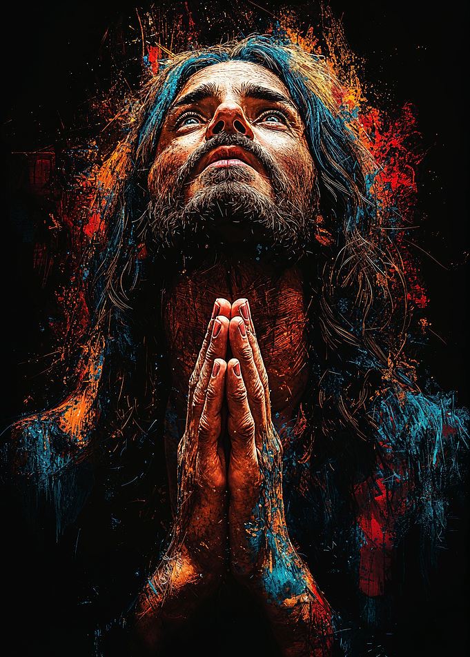 Praying Man in Abstract Art