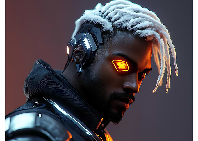 Cyberpunk Fighter With Dreadlocks