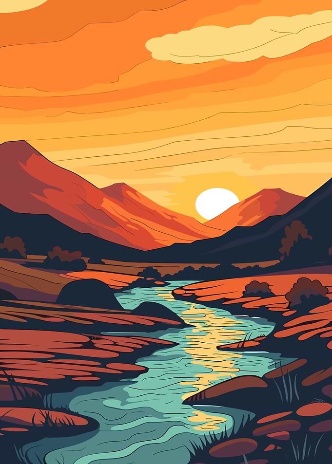 Sunset River Landscape