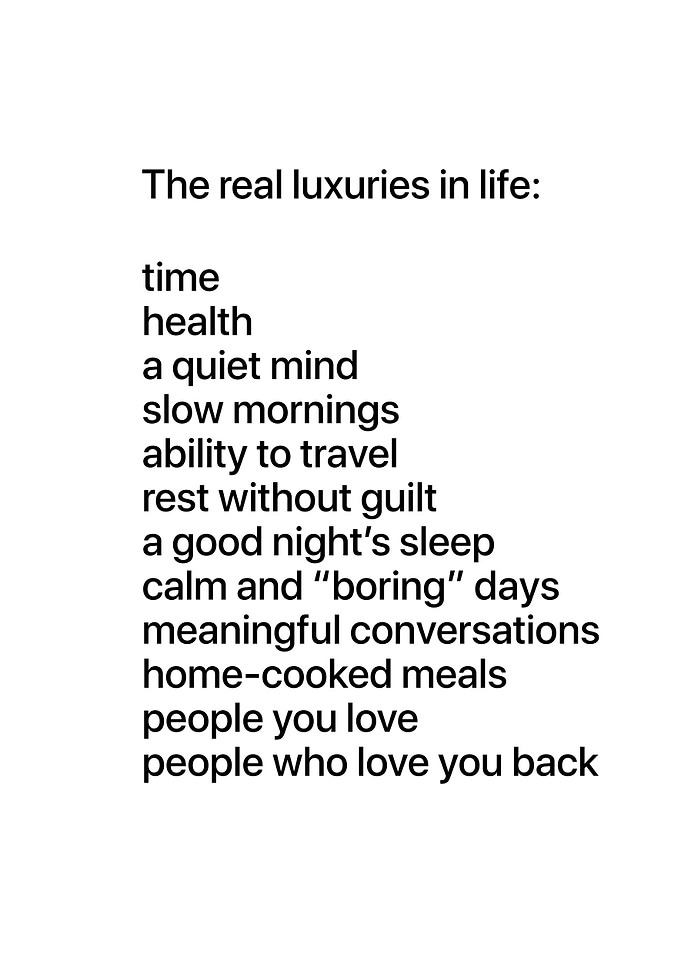 Life's Real Luxuries Inspirational Motivational Quote Minimalistic Art