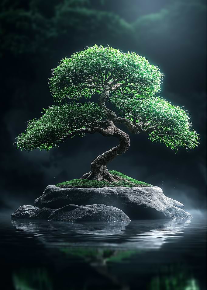 Bonsai Tree in Moonlight