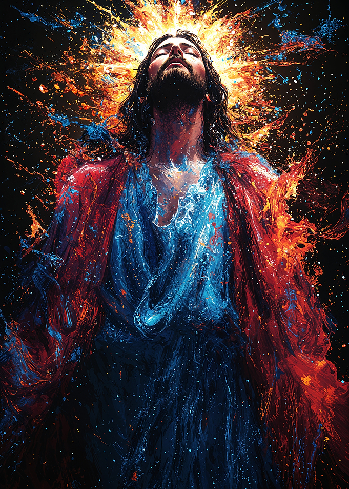 Jesus in Paint Splatter