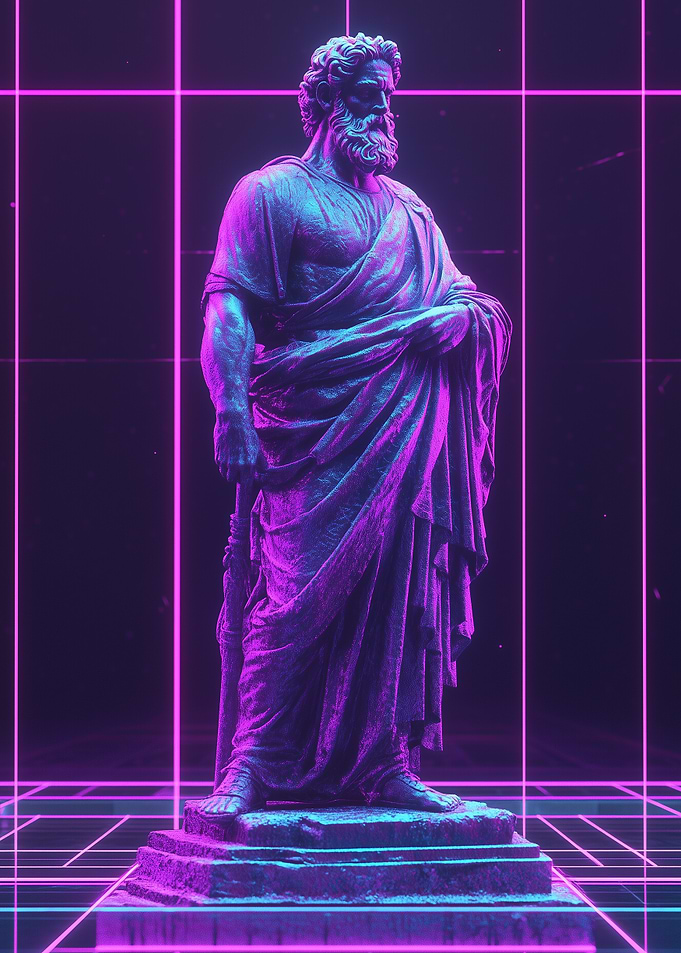 Neon Titan: Digital Era Sculpture