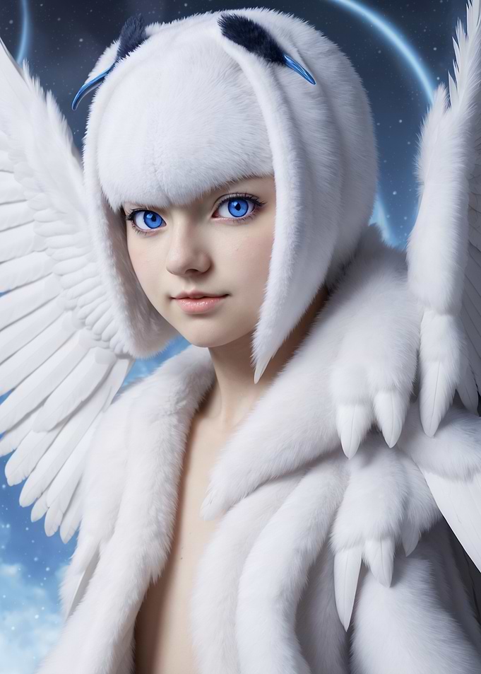 White Young Angel with Wings