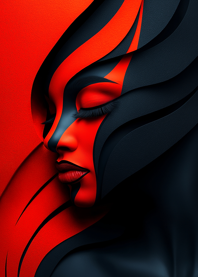 Geometric Red Face Art