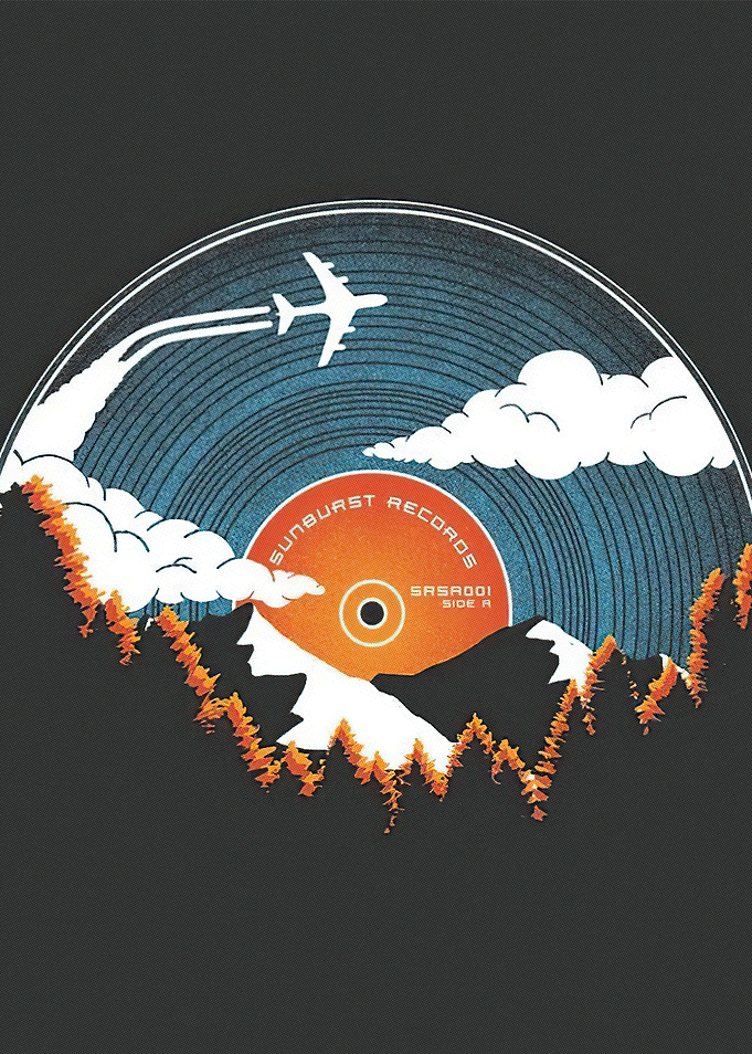 Vinyl Record Mountain Landscape