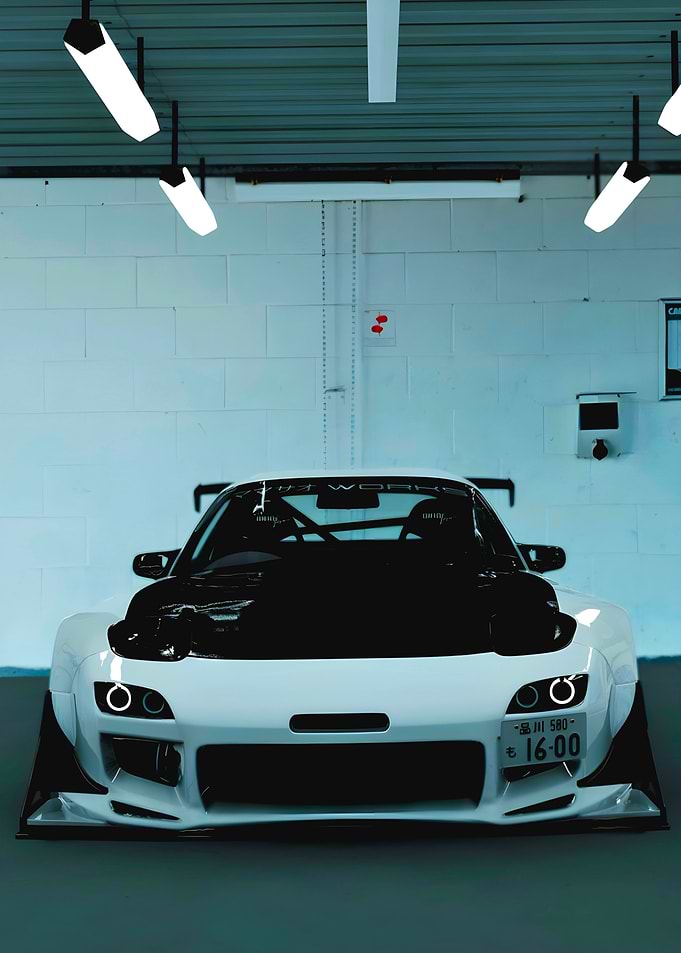 White Modified Mazda RX-7