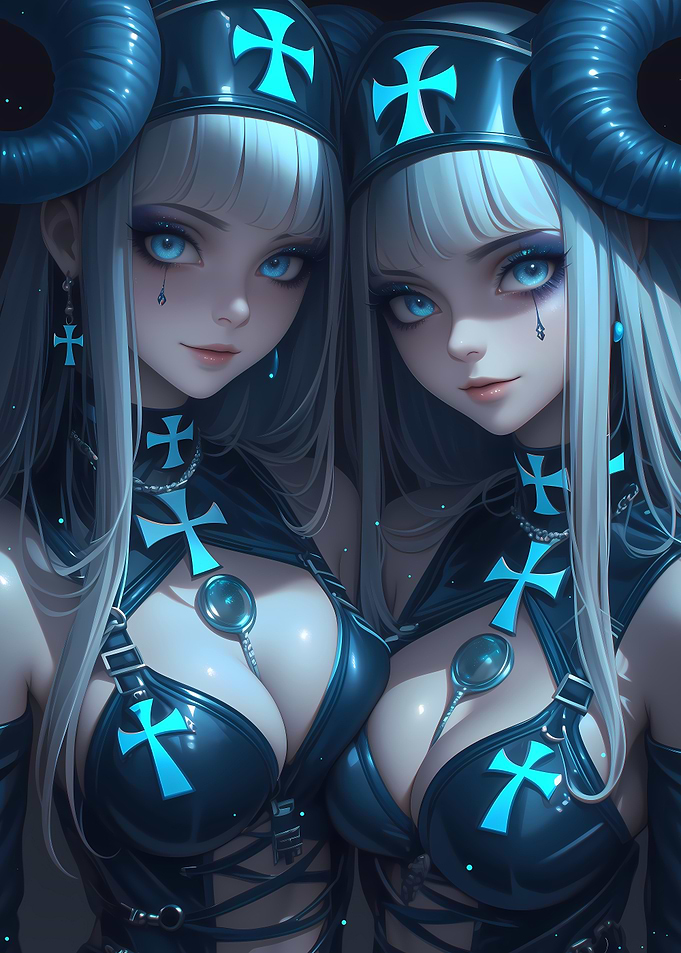 Twin Angels with Crosses