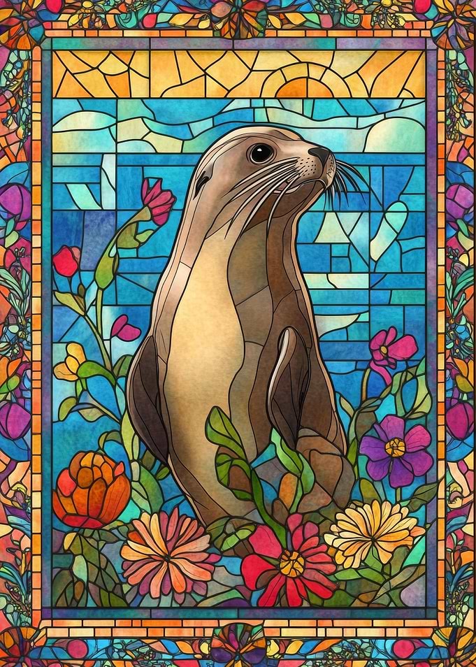 Sea Lion Stained Glass