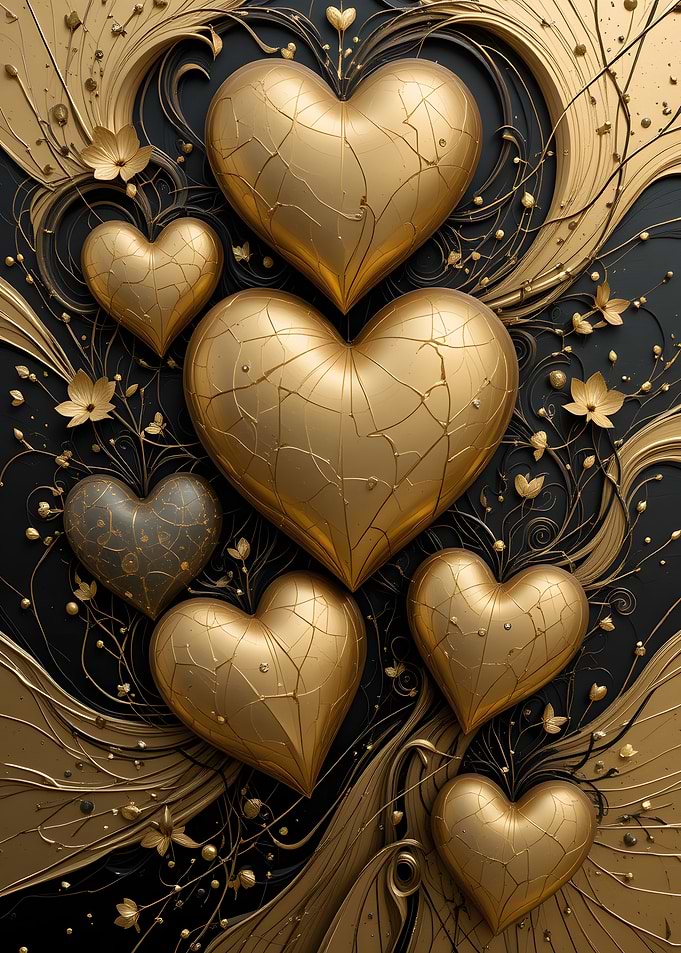 Golden Hearts Art
