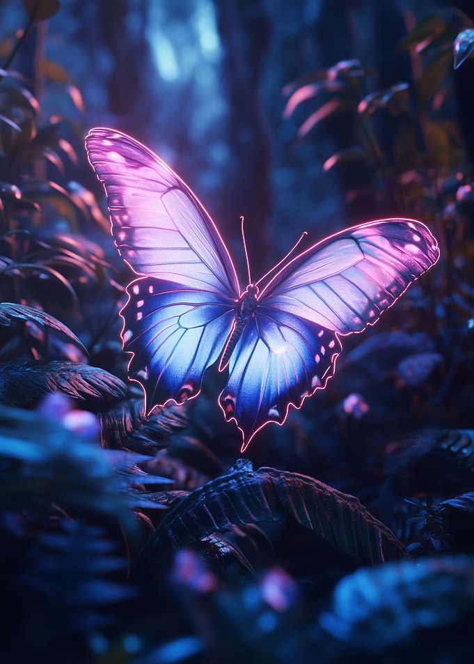 Glowing Neon Butterfly