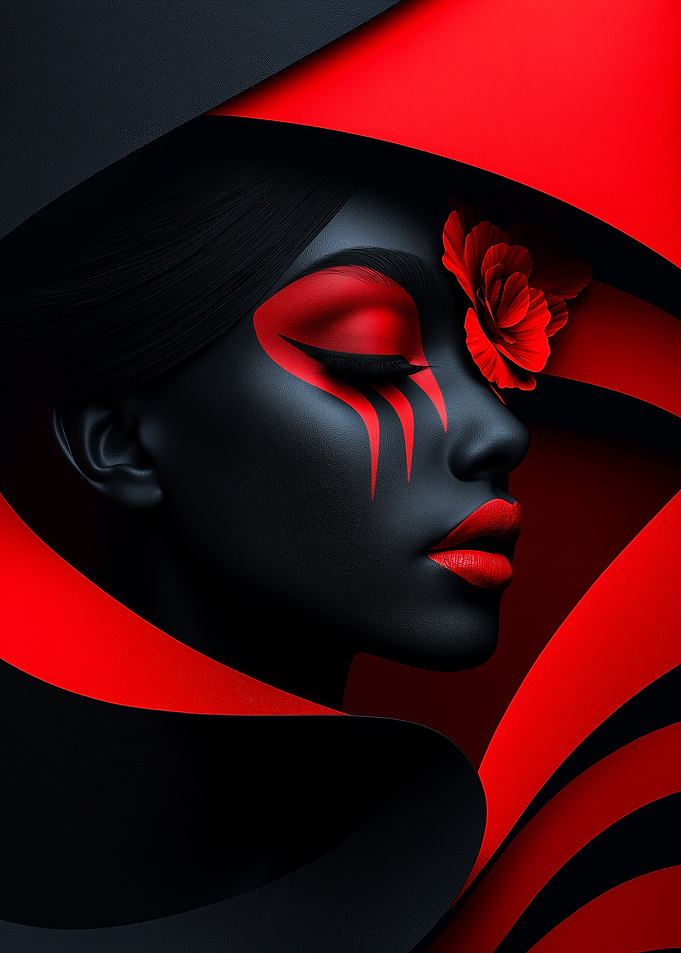 Red and Black Portrait