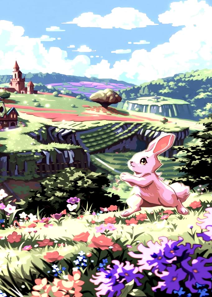 Bunny in a Fantasy Landscape