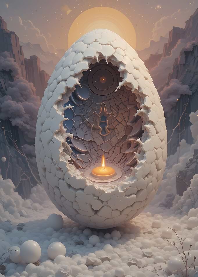 Cracked Egg with Candle