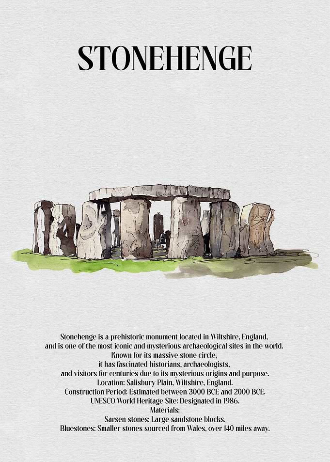 Stonehenge Watercolor Illustration