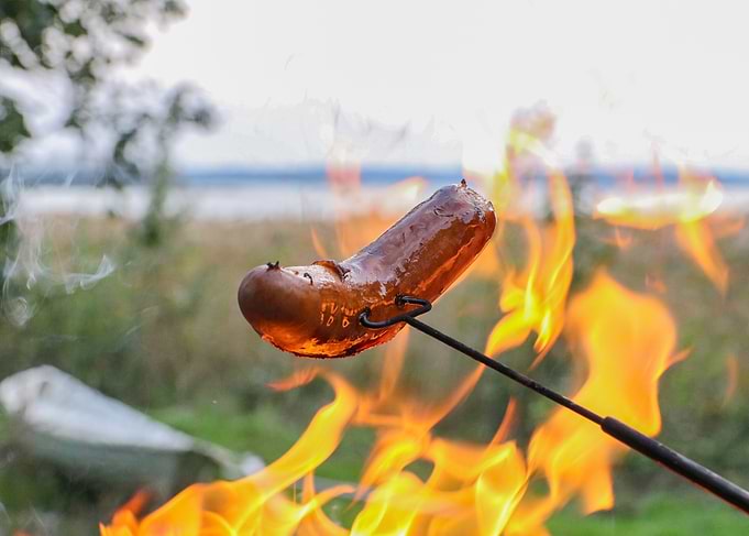 Sausage Roasting Over Fire