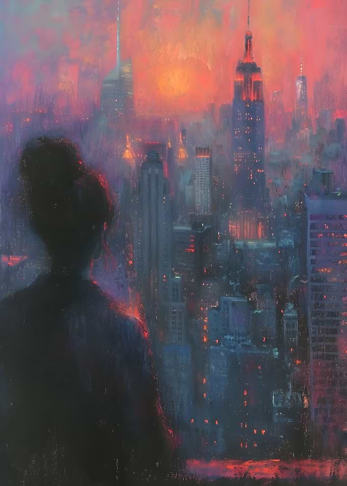 Silhouette Cityscape and Sunset