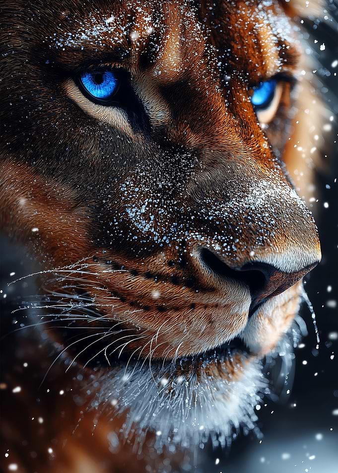 Lion in the Snow