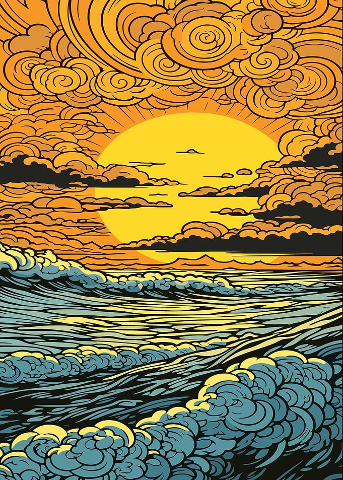 Sunset Ocean Waves