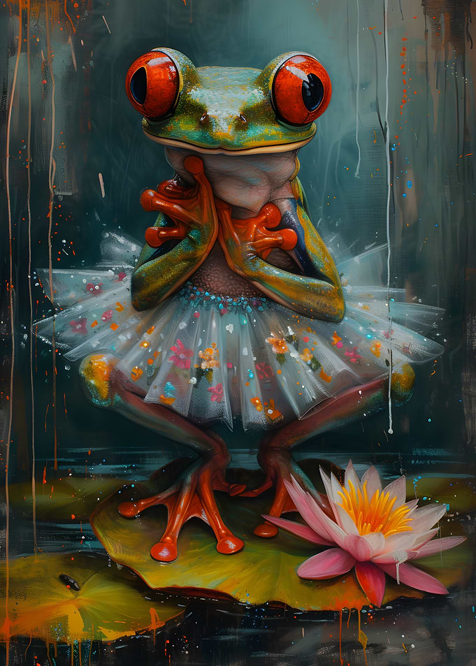 Frog Ballerina Oil Painting