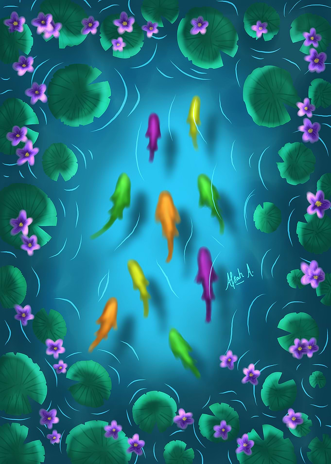 Colorful Fish in Pond