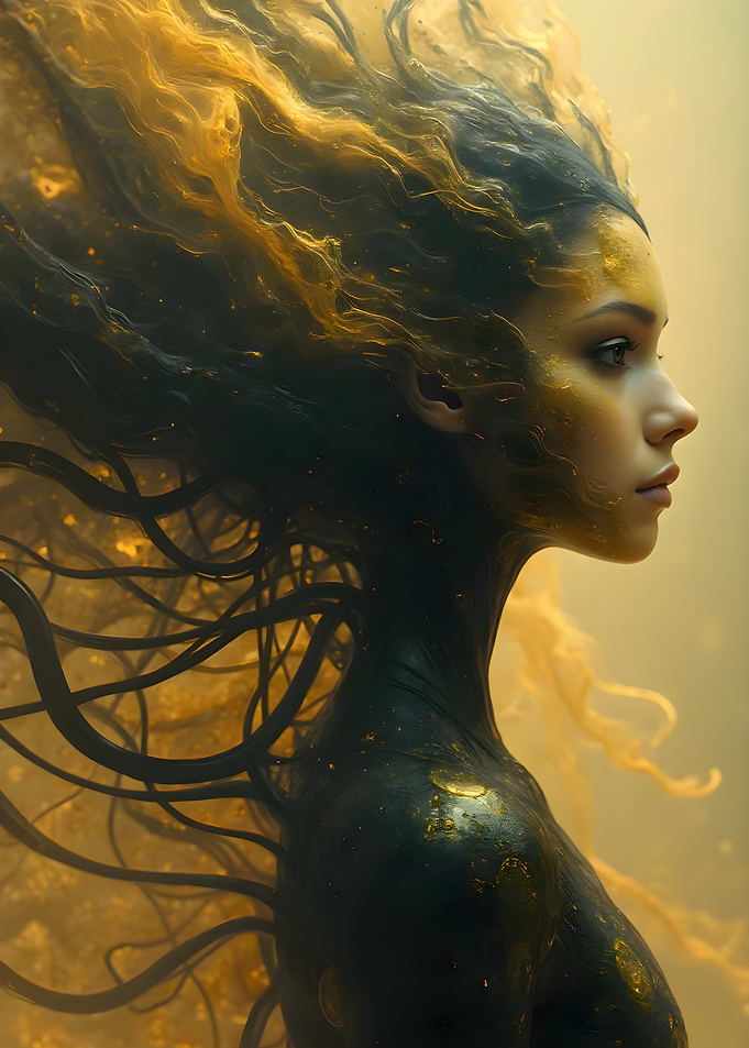 Golden Woman in Abstract Form
